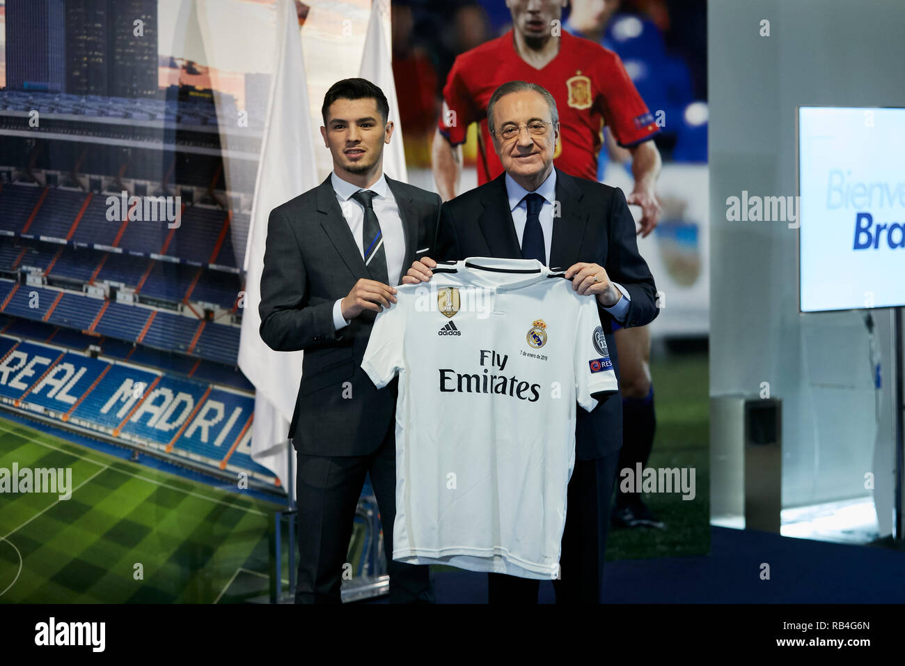 Brahim poses in the Real Madrid jersey