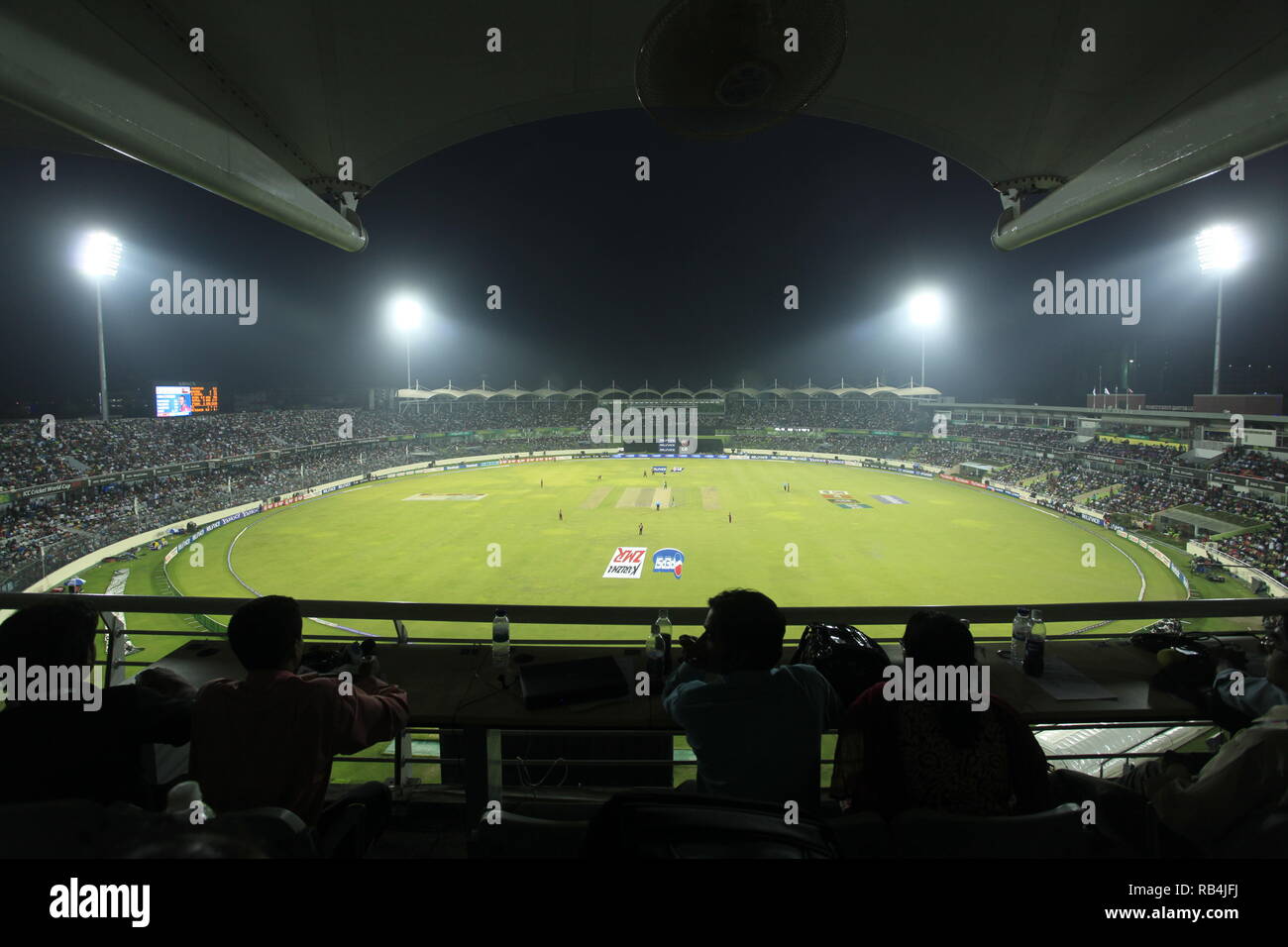 Sher-e-Bangla National Stadium at night during the ICC Cricket World Cup 2011. Dhaka, Bangladesh. Stock Photo