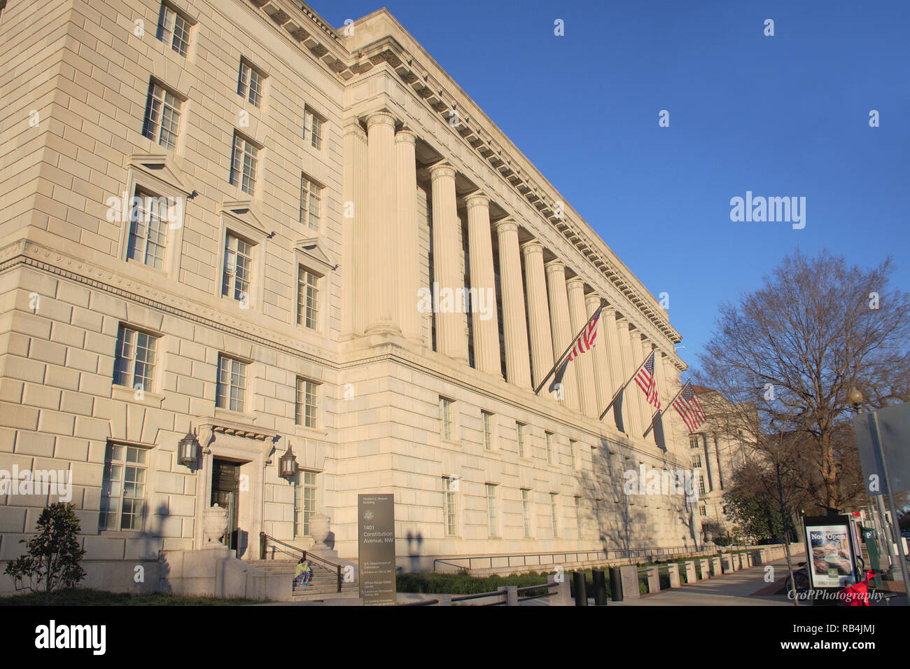Herbert C Hoover building on 15th and Constitution in the District of Columbia Stock Photo