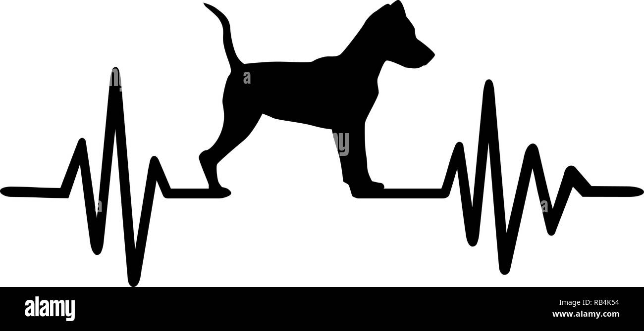 Heartbeat pulse line with Miniature Pinscher dog silhouette Stock Vector