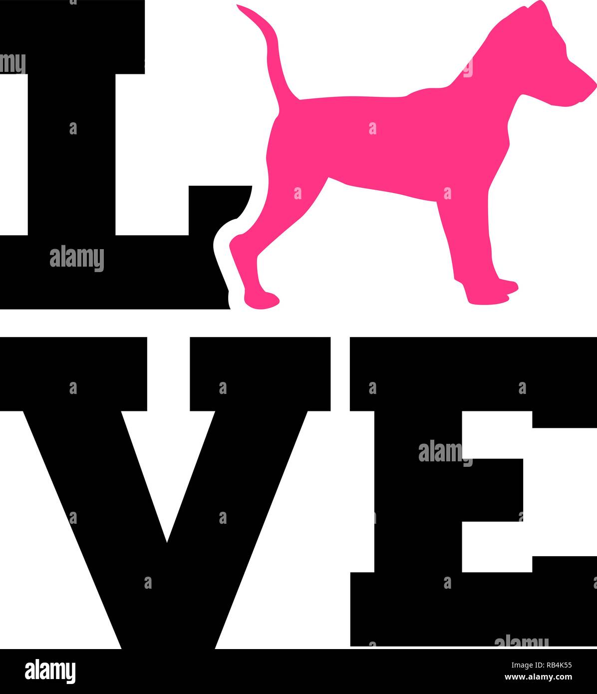 Miniature Pinscher Love with pink silhouette Stock Vector