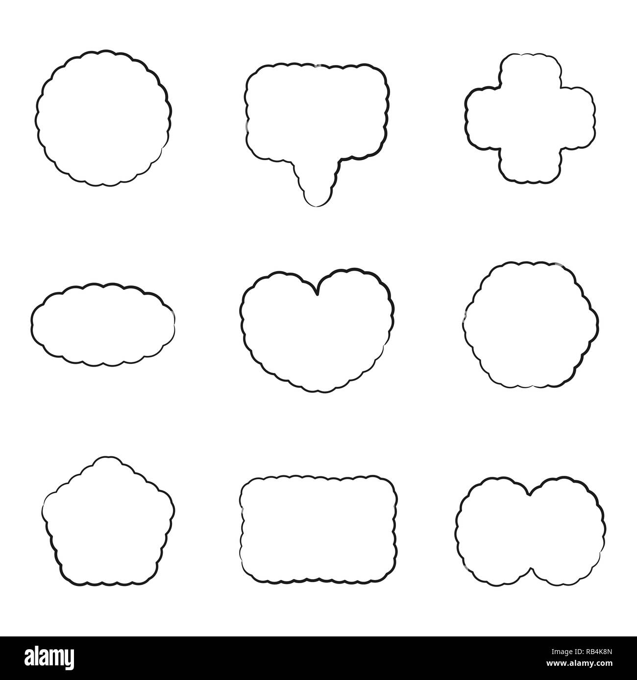 Black outline bubbles speech set isolated on white background, vector ...