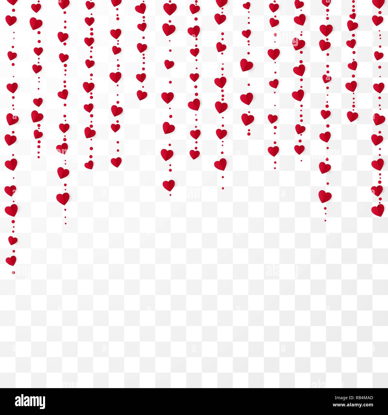Vertical red heart garlands. Valentines Day romantic background. Wrapping  paper background. Vector illustration isolated on transparent background  Stock Vector Image & Art - Alamy