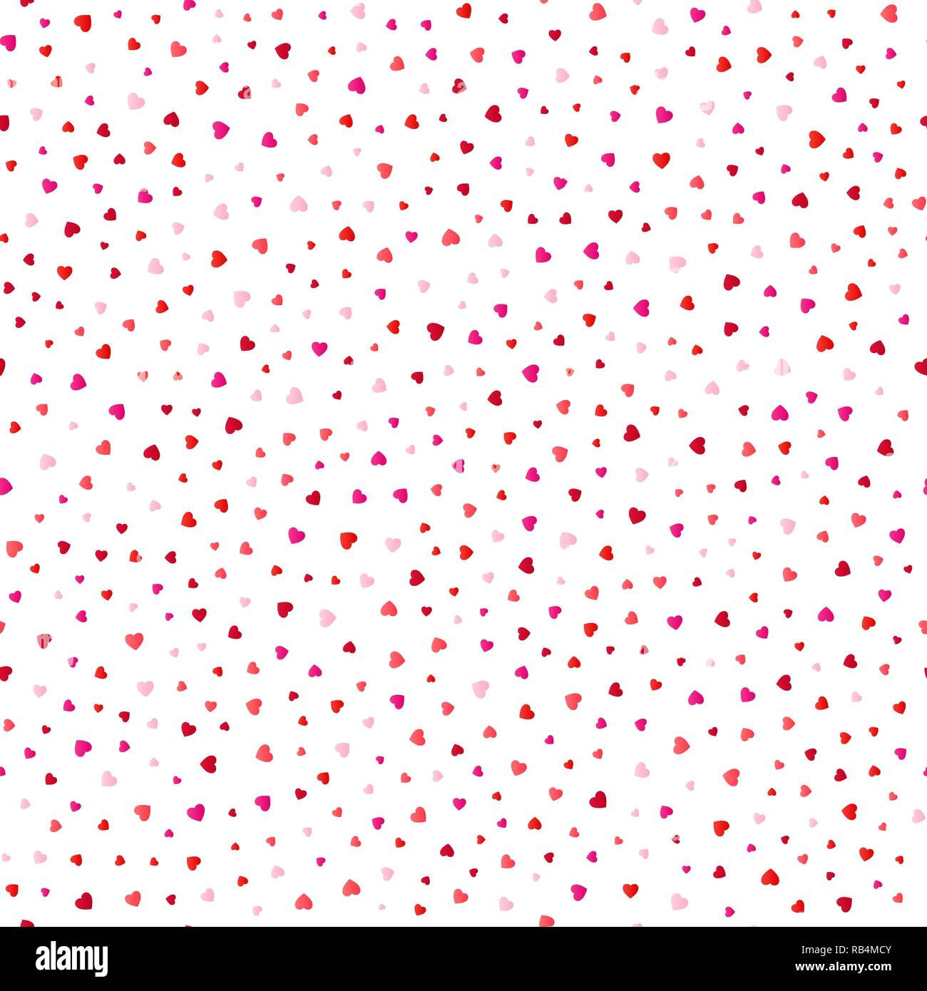 Seamless pattern with colorful red hearts on white background. Vector ...