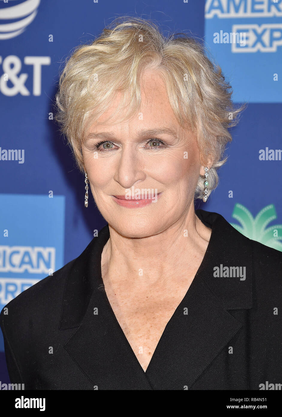 GLEN CLOSE American film actress at the 30th Annual Palm Springs International Film Festival Film Awards Gala at Palm Springs Convention Center on January 3, 2019 in Palm Springs, California. Photo: Jeffrey Mayer Stock Photo
