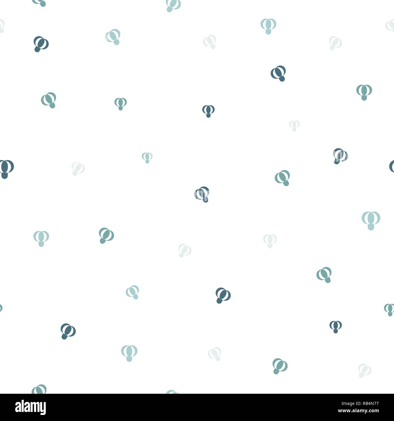 Seamless pattern, abstract blue balloons flying isolated on white background, vector illustration Stock Vector