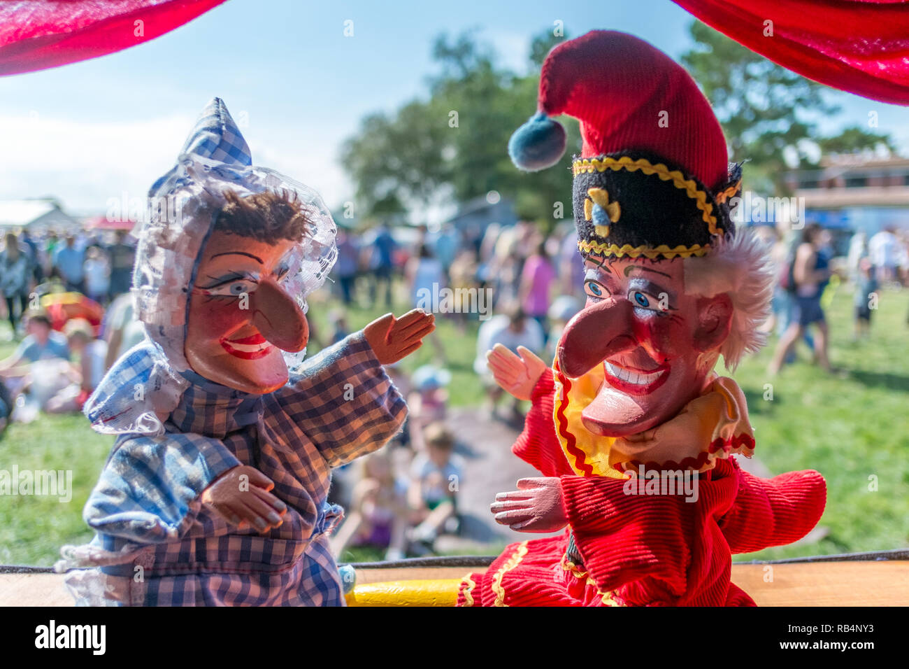 punch & judy at event, from the inside of the booth Stock Photo Alamy