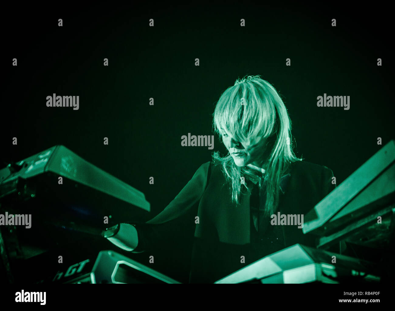 Faithless, the British electronica band, performs a live concert at the Danish music festival Tinderbox Festival 2015 in Odense. Here keyboardist Sister Bliss is seen live on stage. Denmark, 27/06 2015. EXCLUDING DENMARK. Stock Photo
