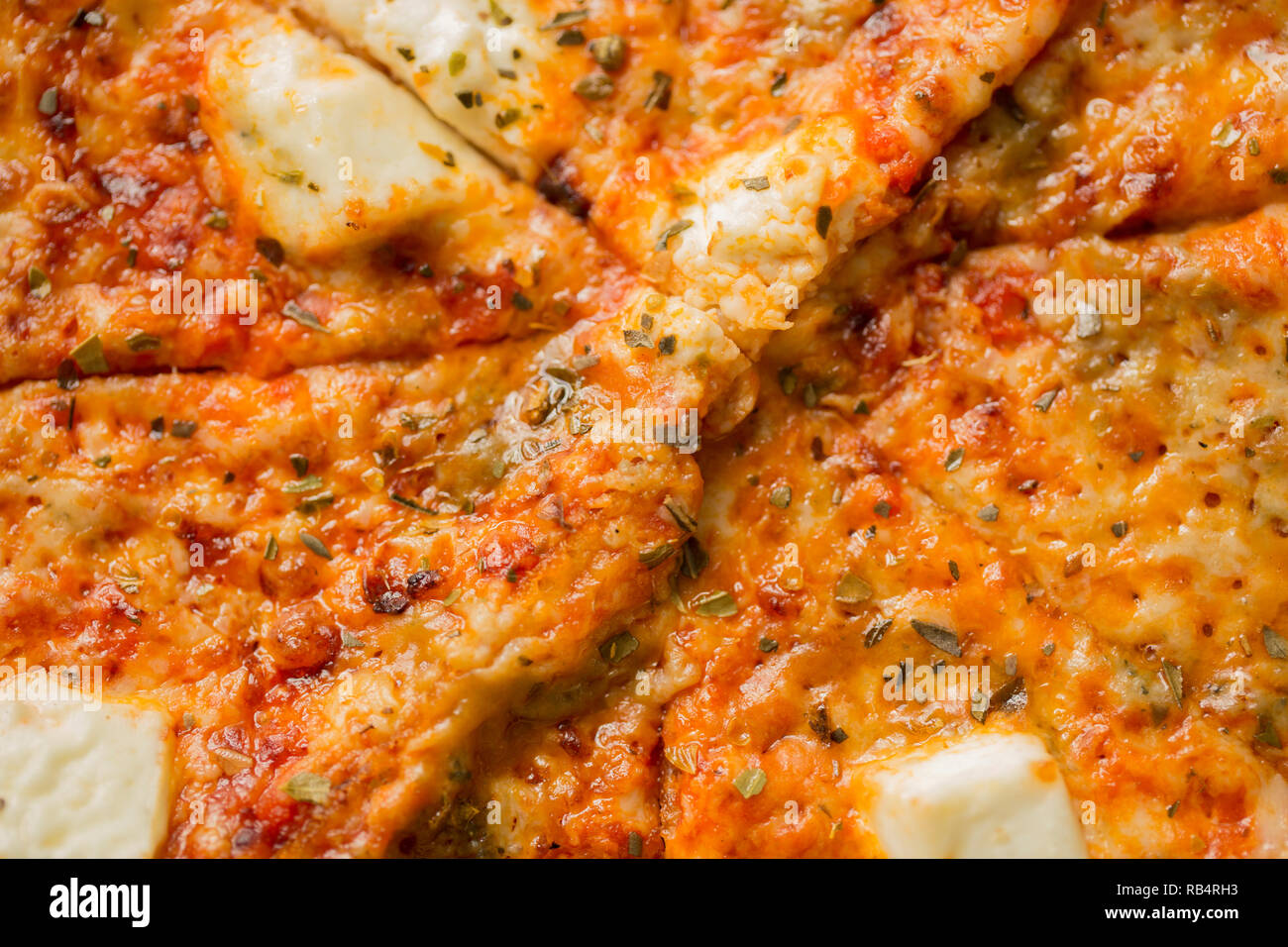 Four cheese pizza macro photography Stock Photo Alamy