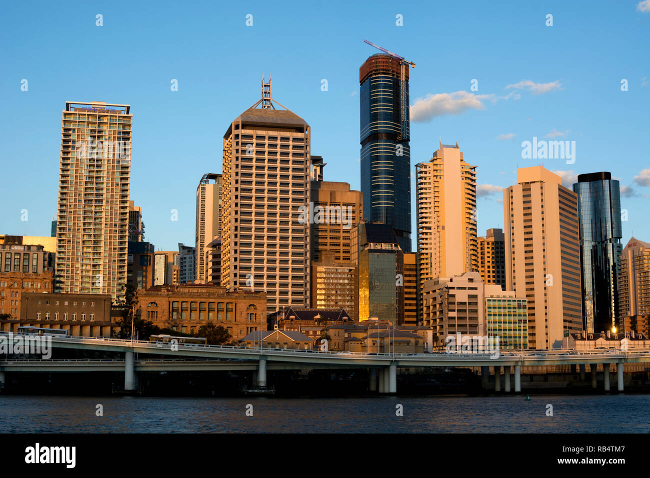 Brisbane city centre in evening sunlight, Queensland, Australia Stock Photo