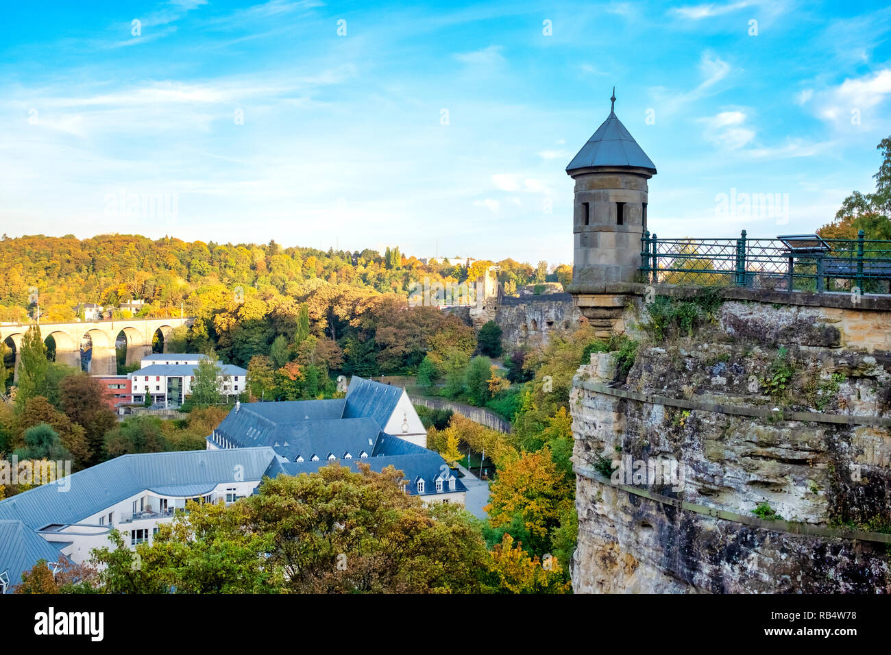 Spanish turret in the fortifications of Luxembourg City, Luxembourg Stock Photo