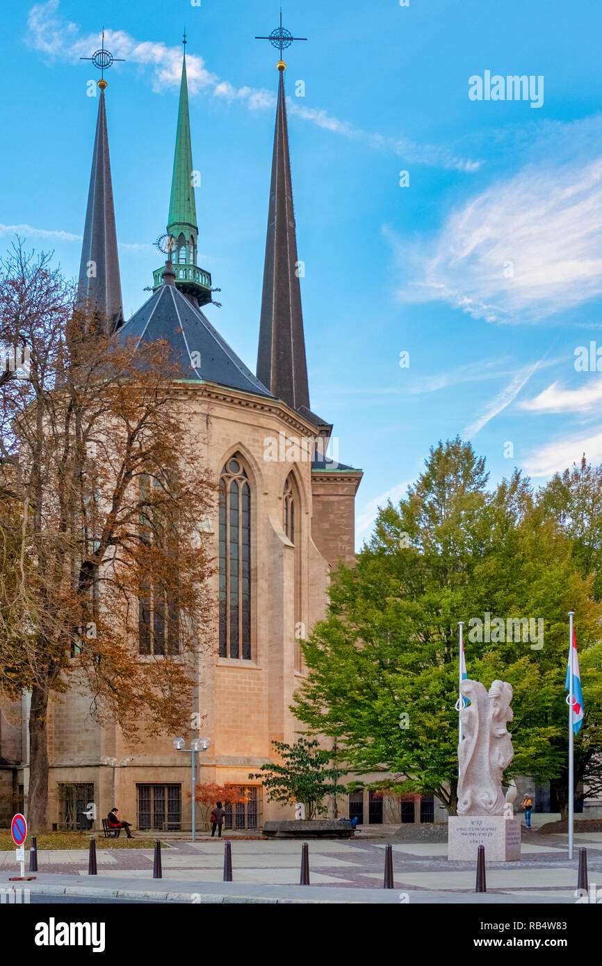 Rear of the Cathedral of Notre-Dame, Luxembourg, Luxembourg City Stock Photo