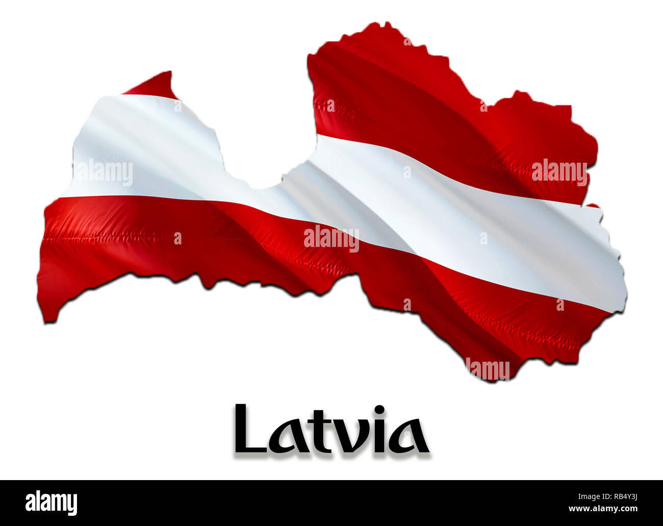 Flag Map of Latvia. 3D rendering Latvia map and flag. The national symbol of Latvia. National ...