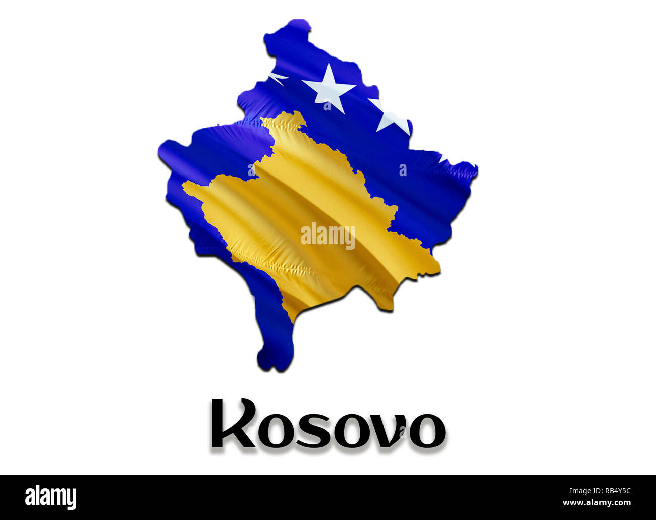 Flag Map of Kosovo. 3D rendering Kosovo map and flag. The national symbol of Kosovo. National 