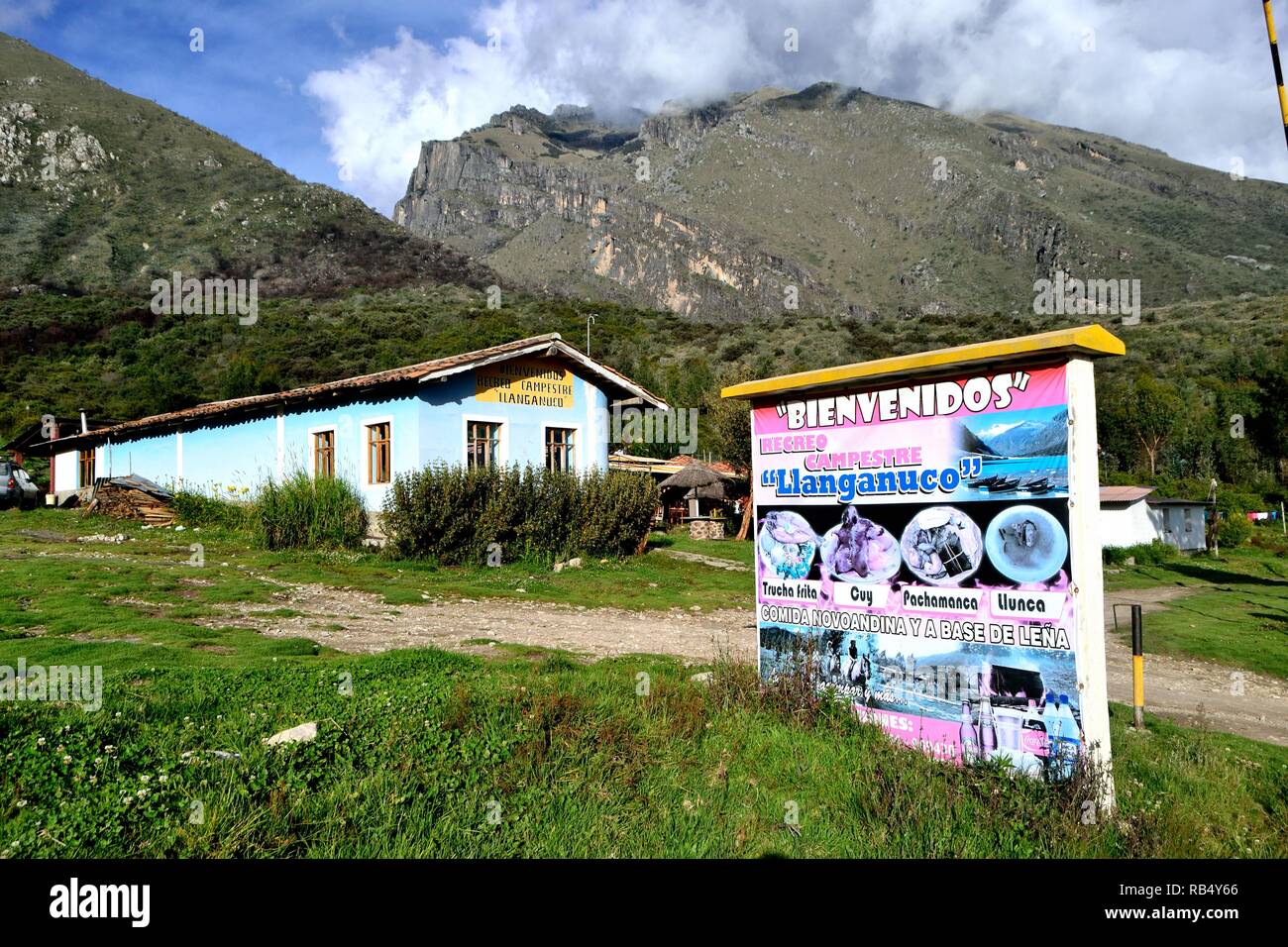Traditional restaurant - National park HUASCARAN. Department of Ancash.PERU                    Stock Photo