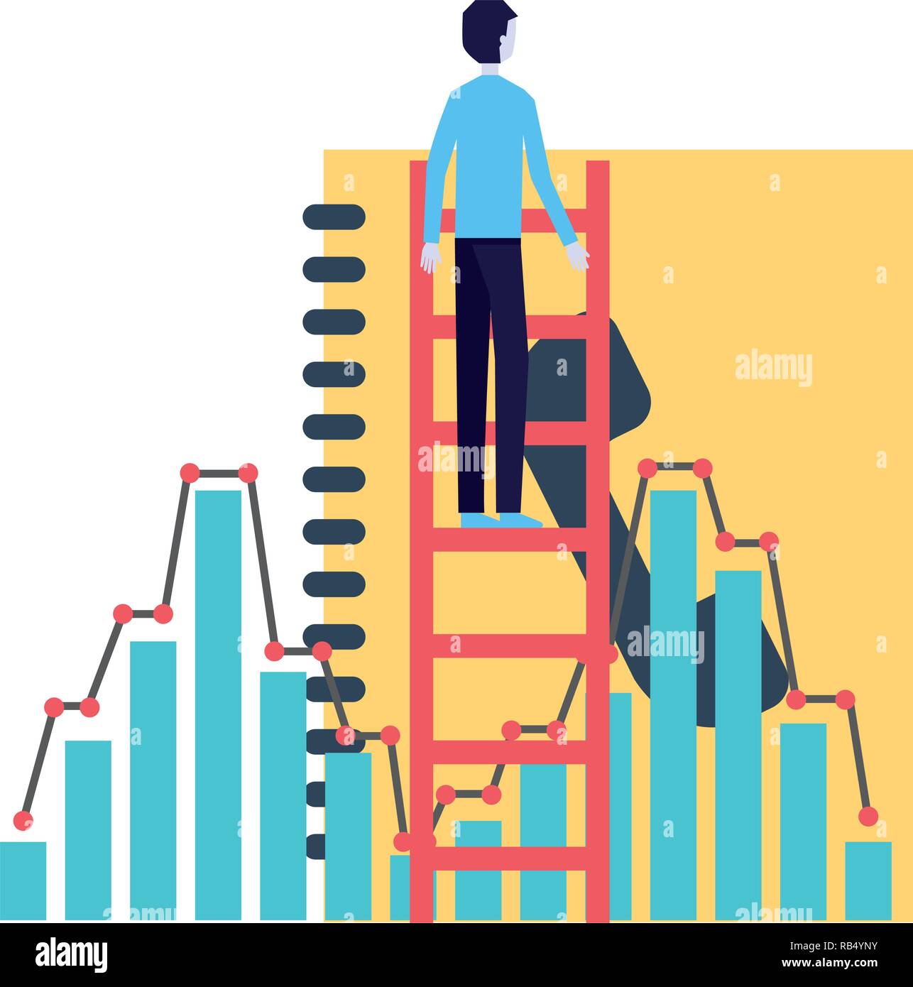 businessman climbing stairs report chart Stock Vector Image & Art - Alamy