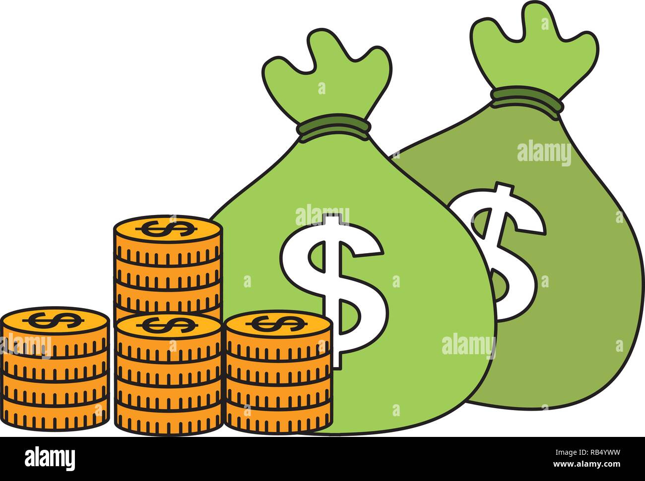 bank money bag pile coins Stock Vector Image & Art - Alamy