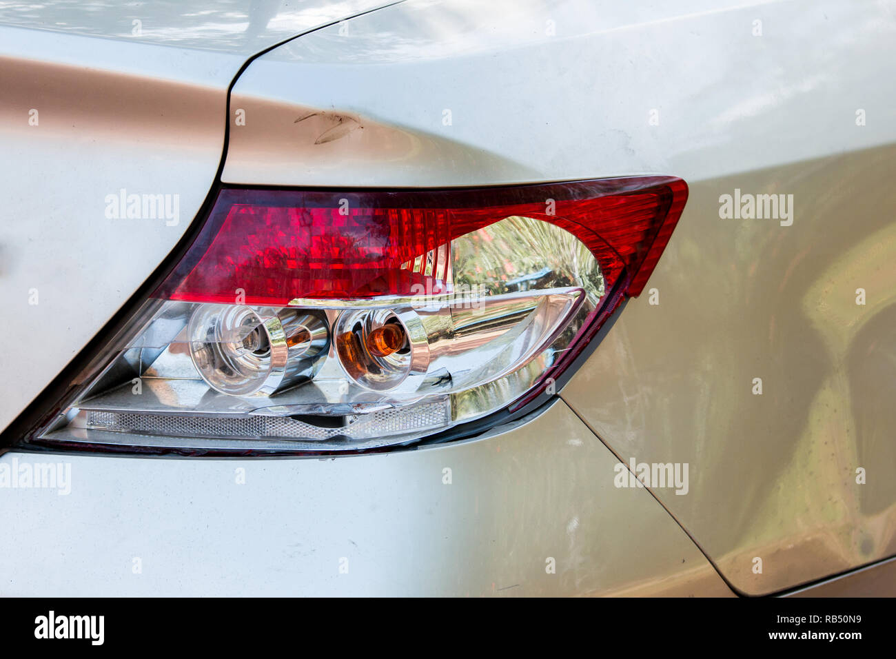 Automobile , rear car lights Cracked from accident Stock Photo Alamy