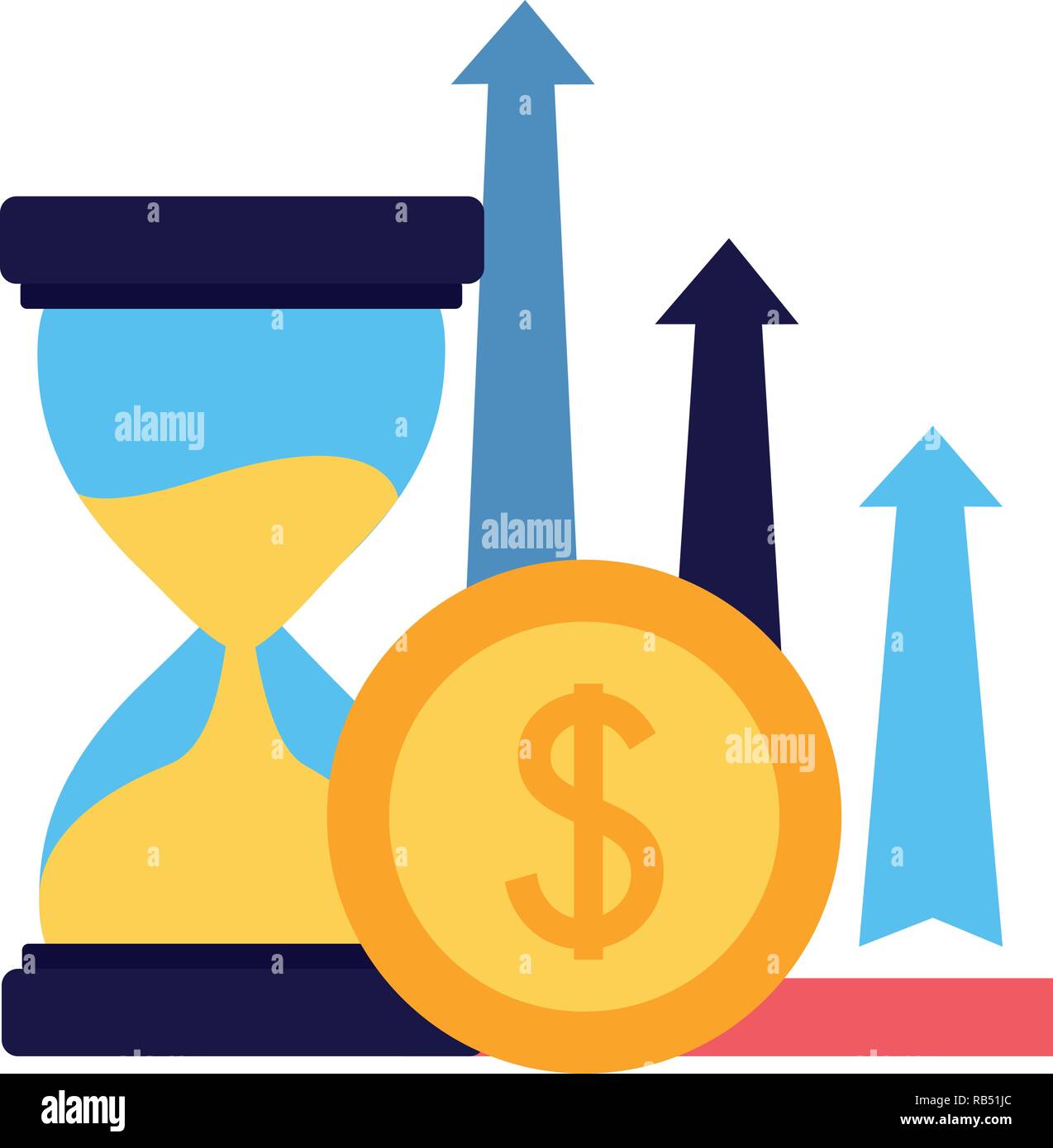 business hourglass arrows and coin money Stock Vector Image & Art - Alamy