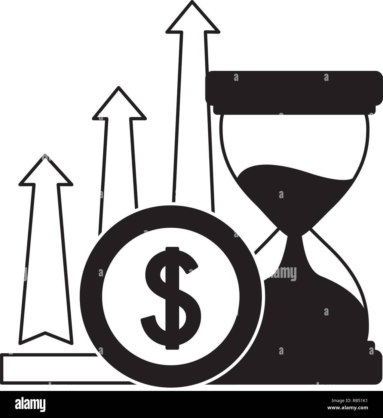 business hourglass arrows and coin money Stock Vector Image & Art - Alamy
