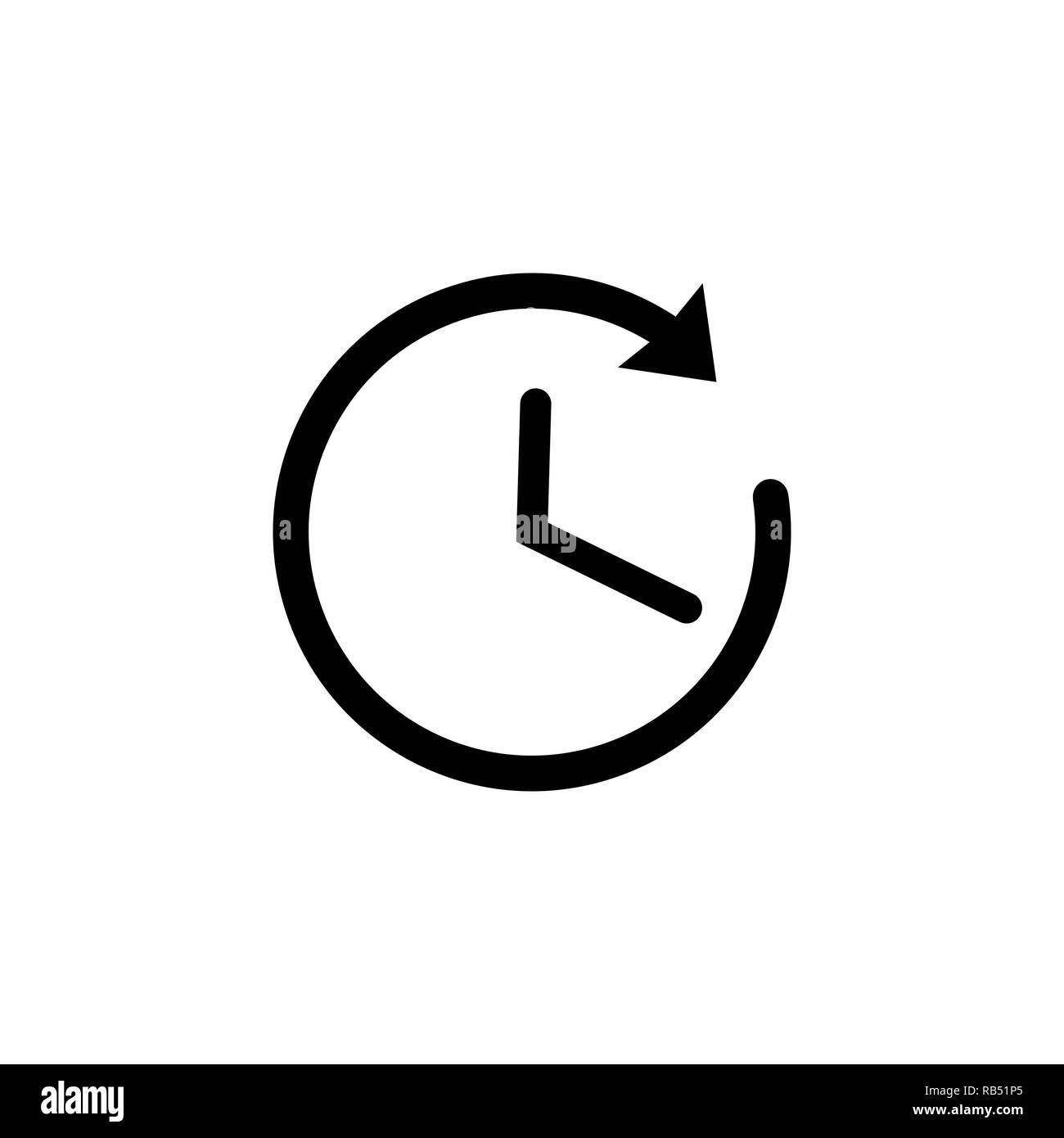 Time icon in black. Clock symbol with arrow Stock Vector