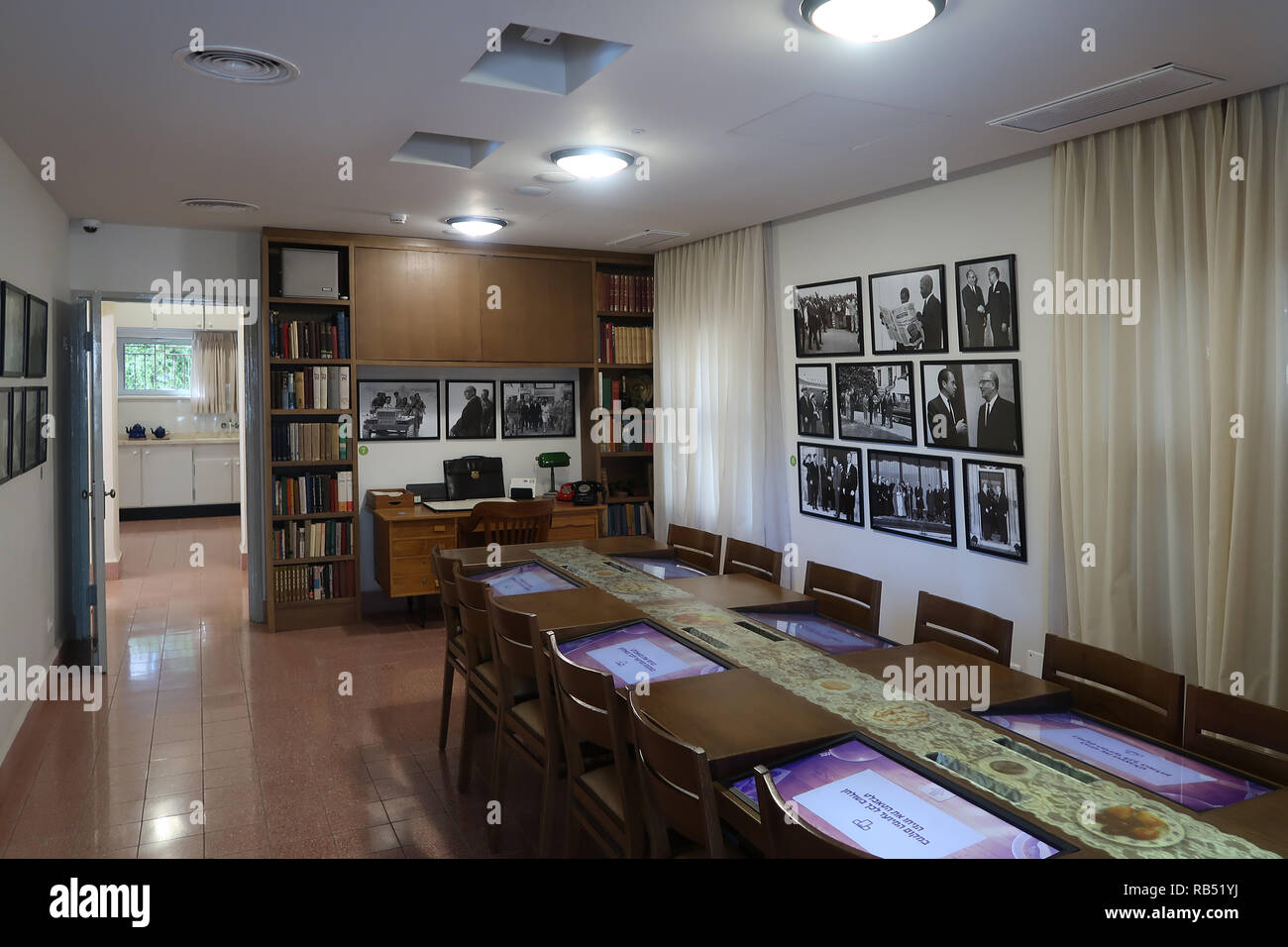 The study room at the former official residence of  Levi Eshkol Israel’s fourth Prime Minister, serving from 1964-1969 located in Rehavia also Rechavia neighborhood in West Jerusalem Israel. The house which serves now as museum memorializes Eshkol and also serves as the new headquarters for the SPNI’s Jerusalem community branch, a hub for social-environmental activism. Stock Photo