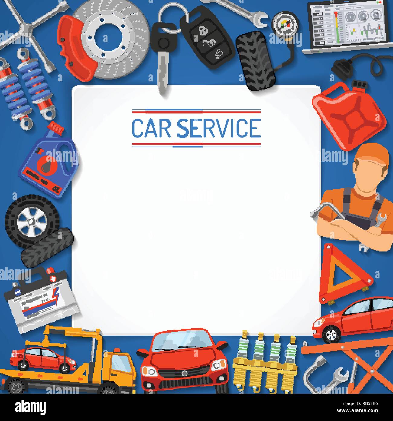Car Service Banner And Frame Stock Vector Art Illustration