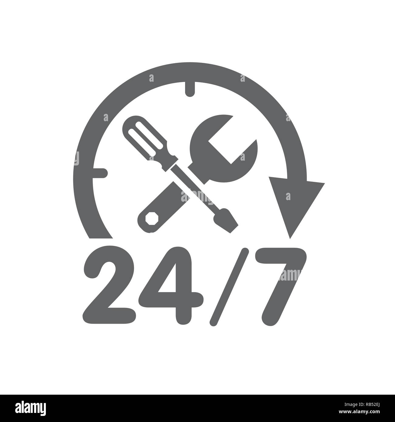 24 7 Car Service Logo Stock Vector