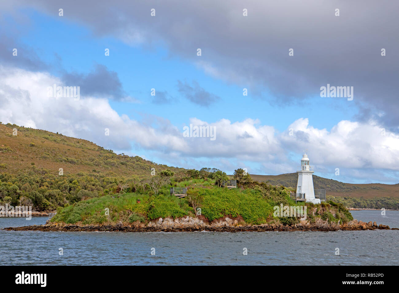 Bonnet Island lighthouse at Macquarie Heads Stock Photo