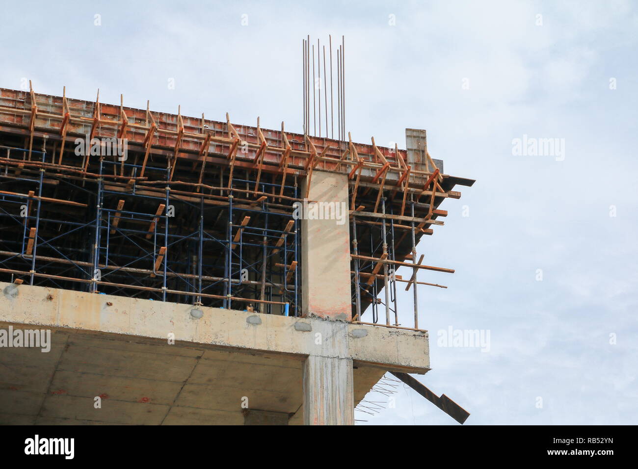 construction in working on high ground building in site workplace Stock ...