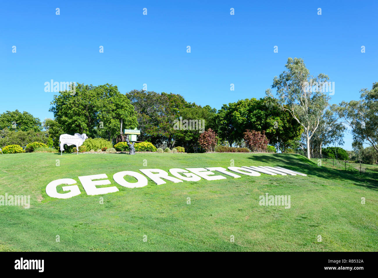 Georgetown name sign along the Savannah Way, Queensland, QLD, Australia Stock Photo