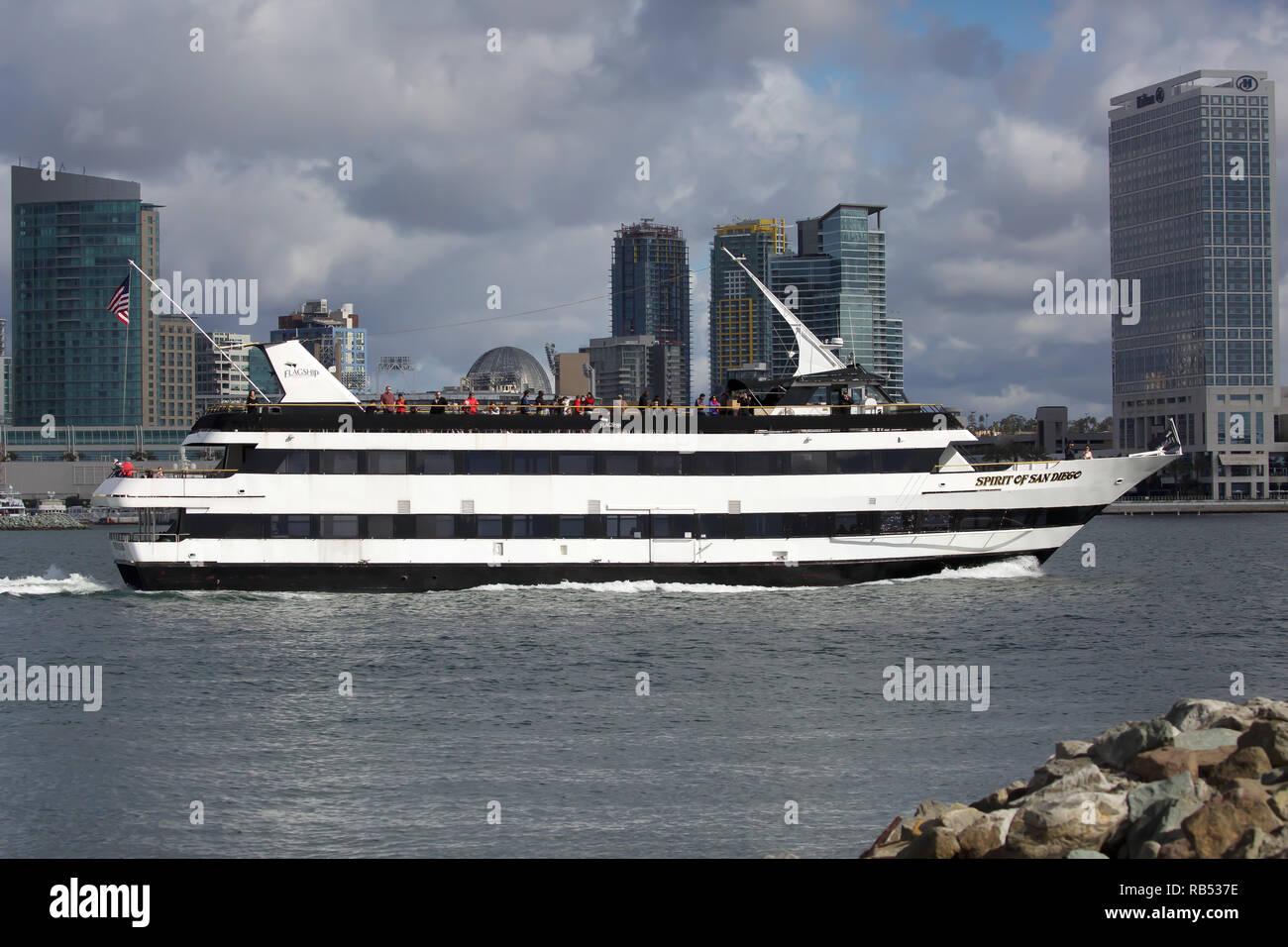 Spirit of San Diego Harbour cruise boat passes coronado Stock