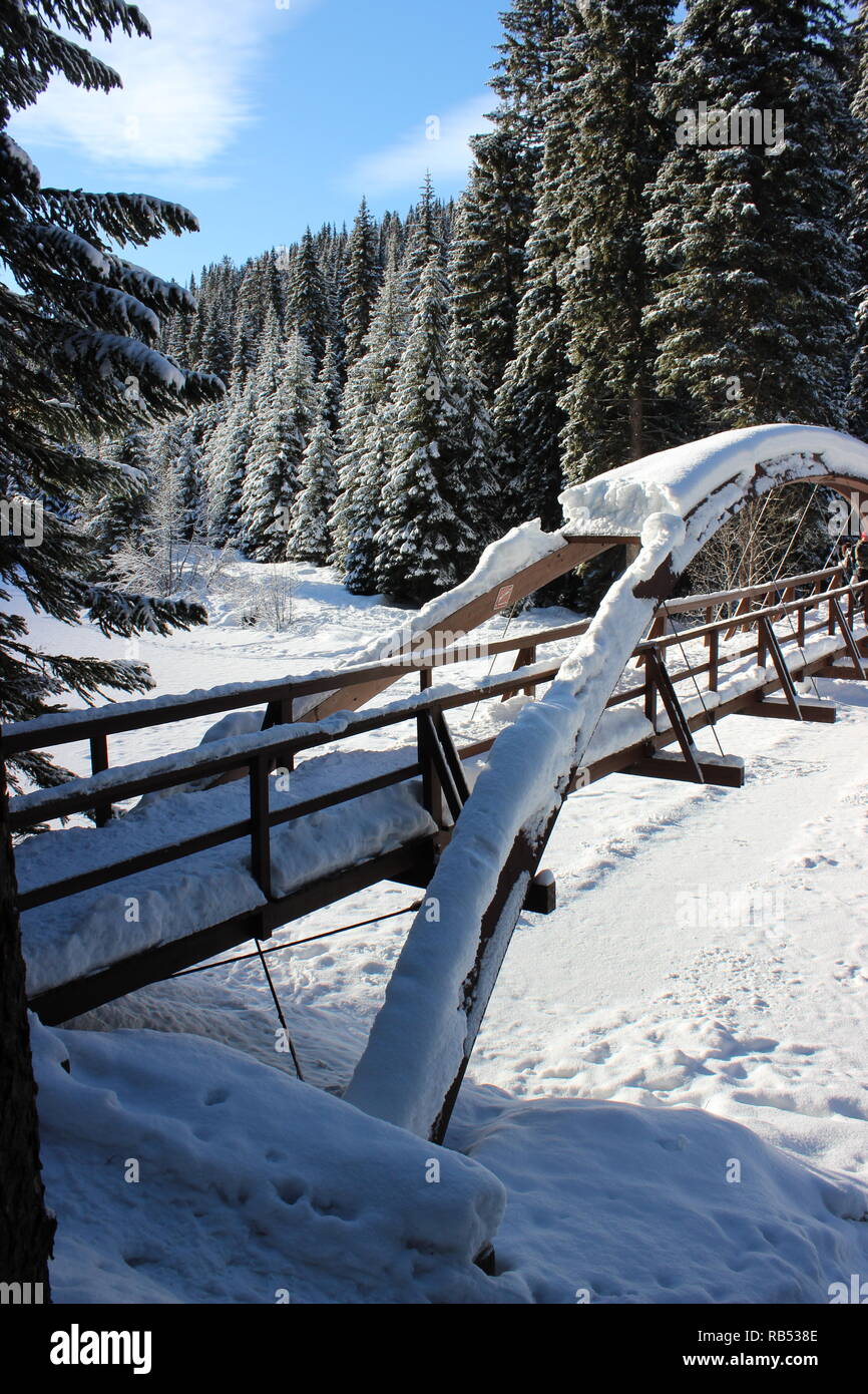Rainbow Bridge in Snowy Manning Park Stock Photo