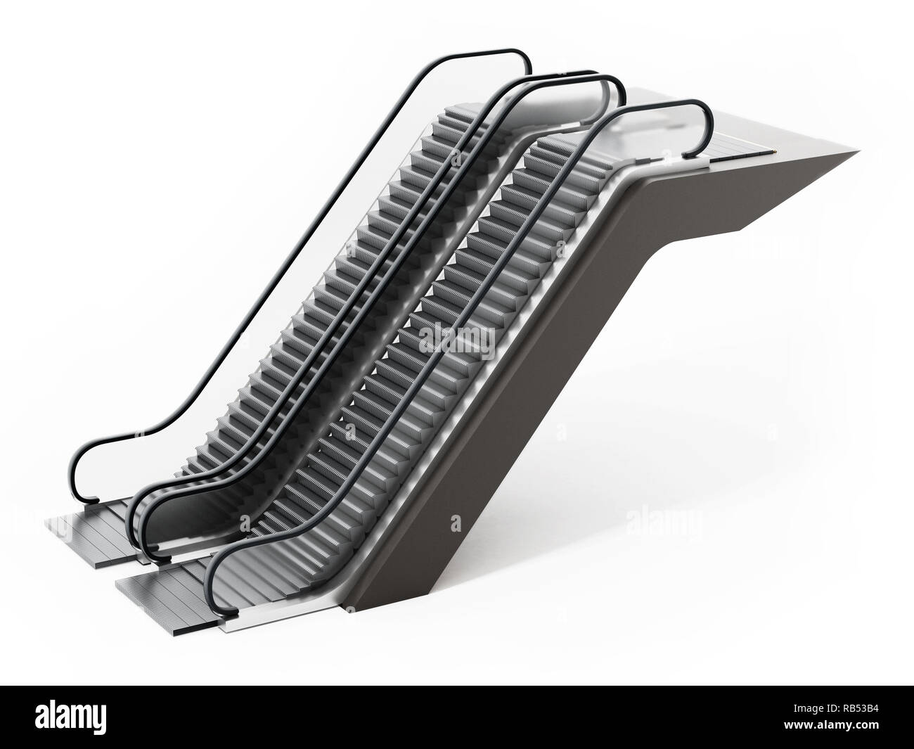 Escalator isolated on white background. 3D illustration. Stock Photo