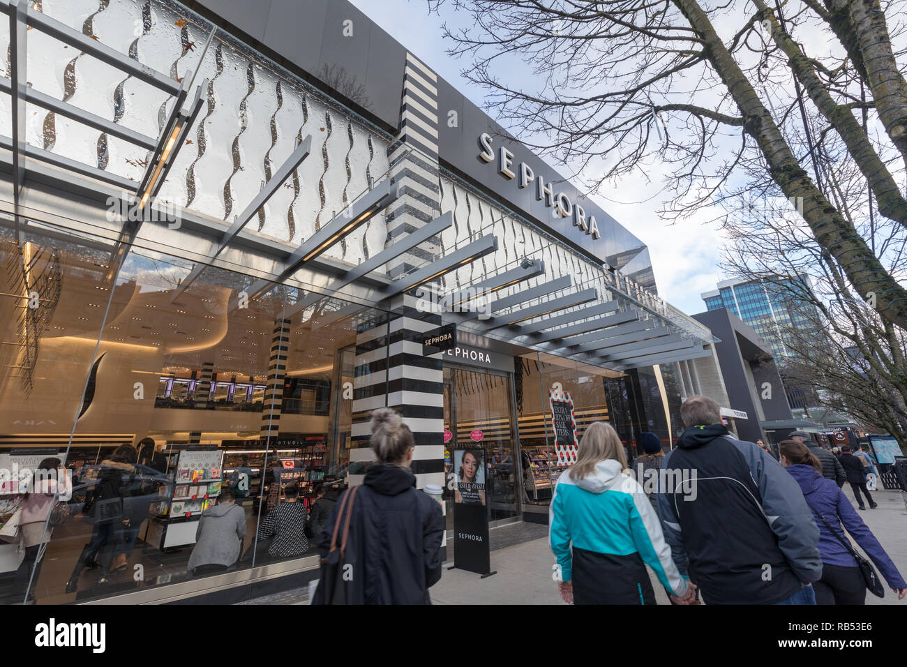 Vancouver robson street shopping hi-res stock photography and