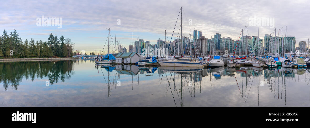 Vancouver, Canada - Feb 1, 2019 : Vancouver Downtown view from Stanley Park Stock Photo