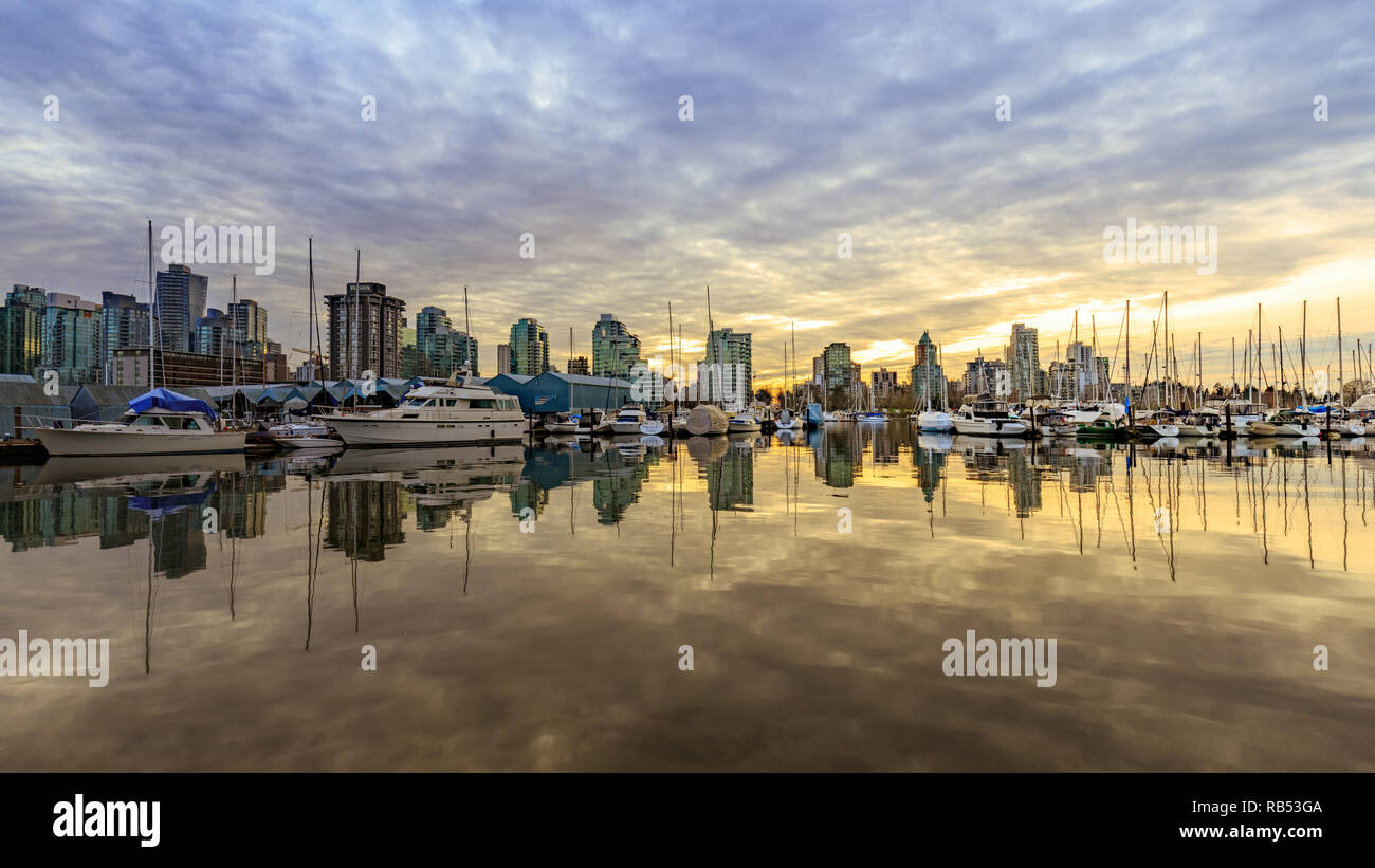 Vancouver, Canada - Feb 1, 2019 : Vancouver Downtown view from Stanley Park Stock Photo