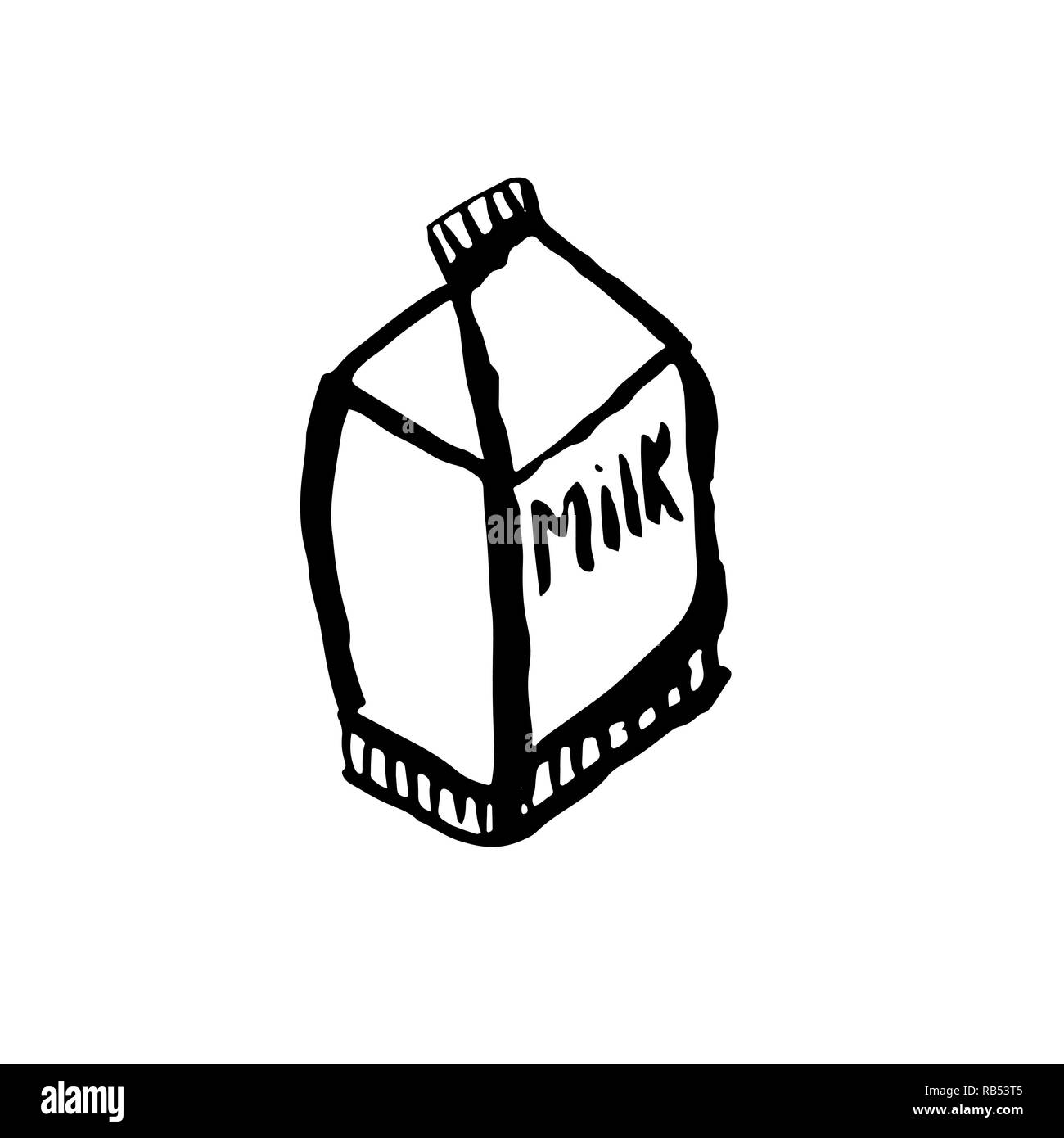 Milk pack grunge icon. Vector hand drawn illustration Stock Vector