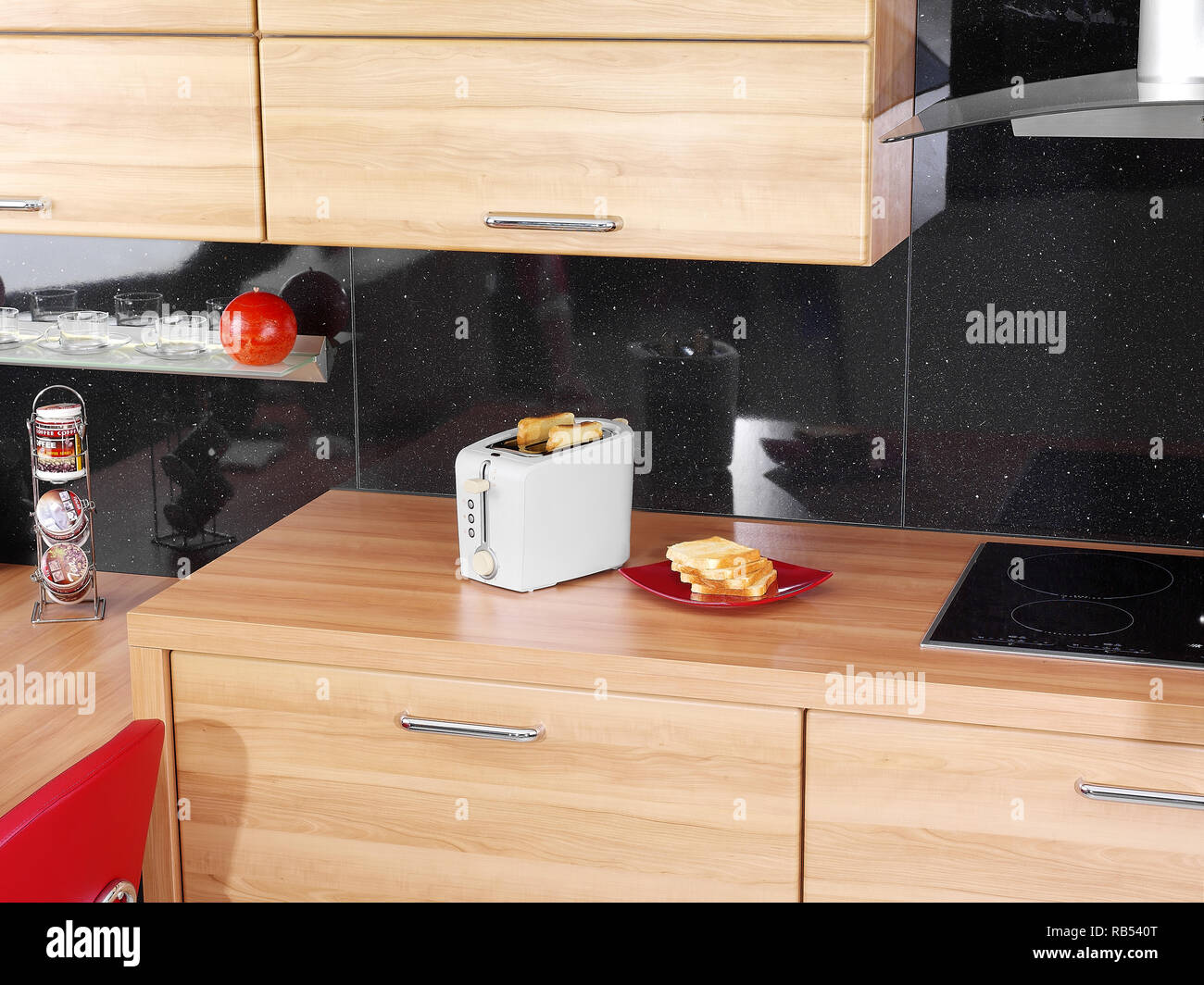 toaster and toast on the kitchen counter Stock Photo Alamy