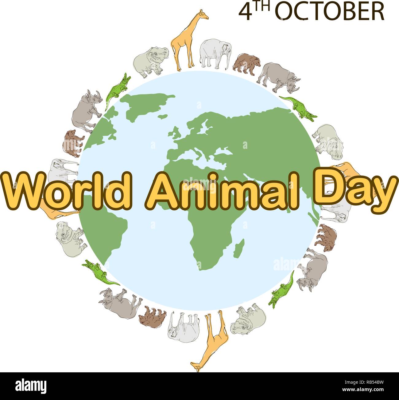 World Animal Day, 4 October. Banner World animal day with with wild animals  and planet earth. Animals on the planet, animal shelter, wildlife sanctuar  Stock Vector Image & Art - Alamy