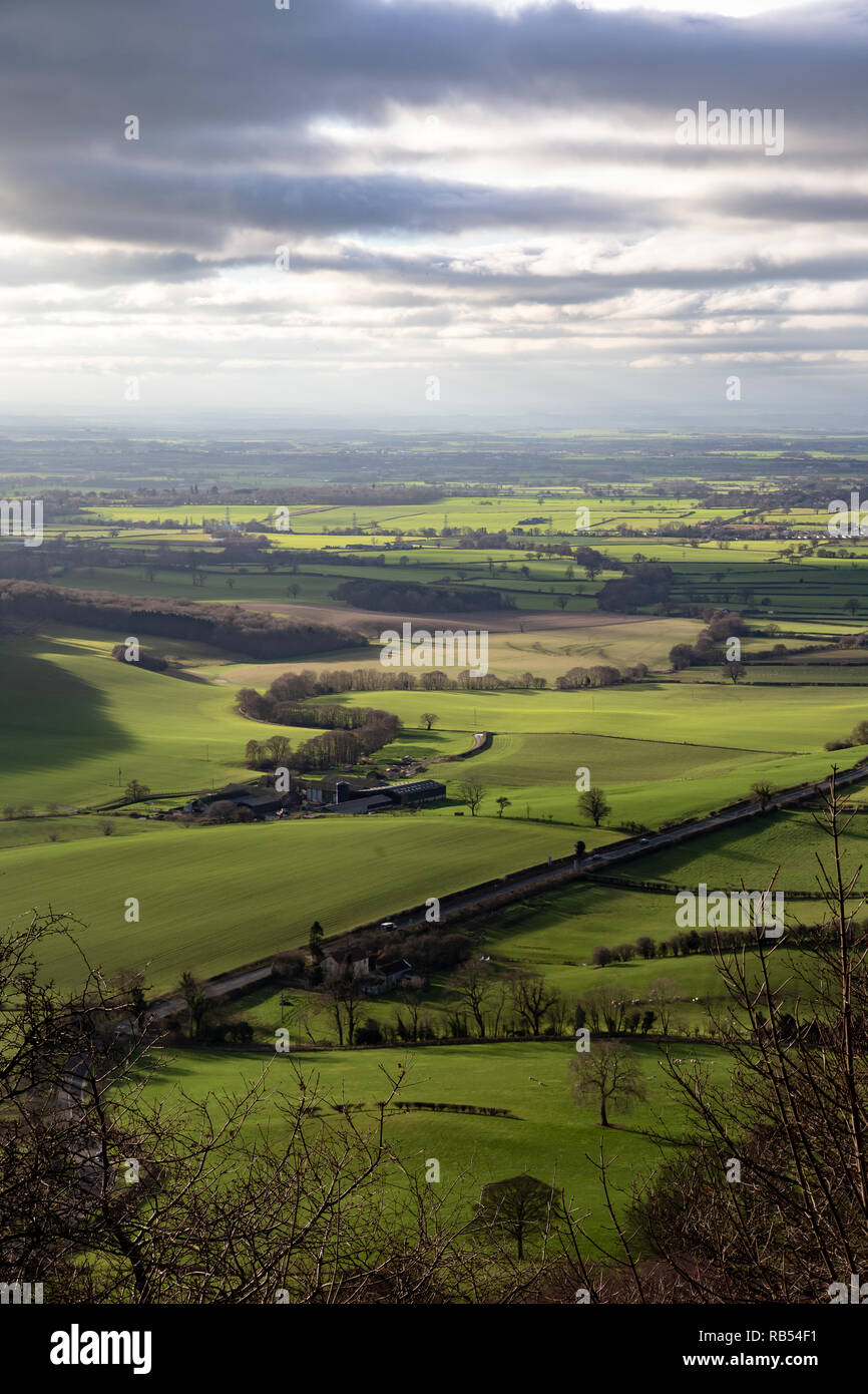 Vale of York from Sutton Bank, North Yorkshire, England, UK Stock Photo