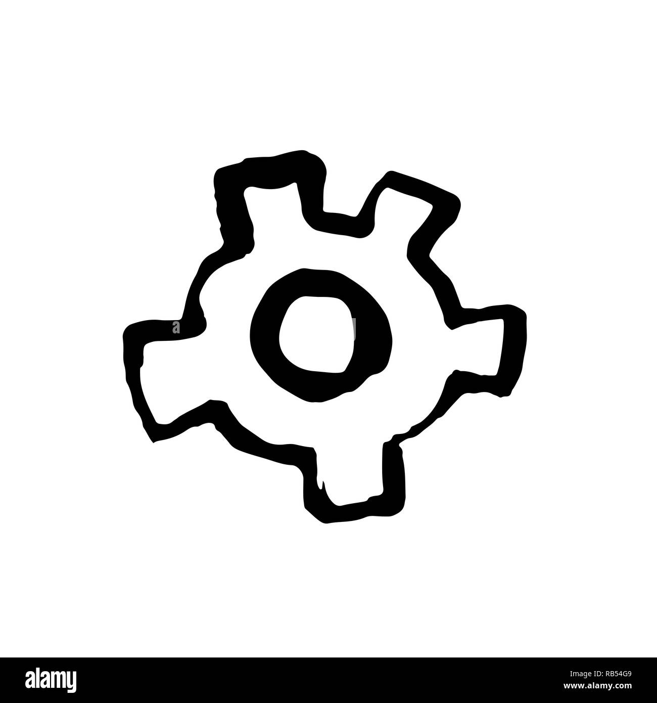 Gear grunge icon. Vector illustration. Stock Vector
