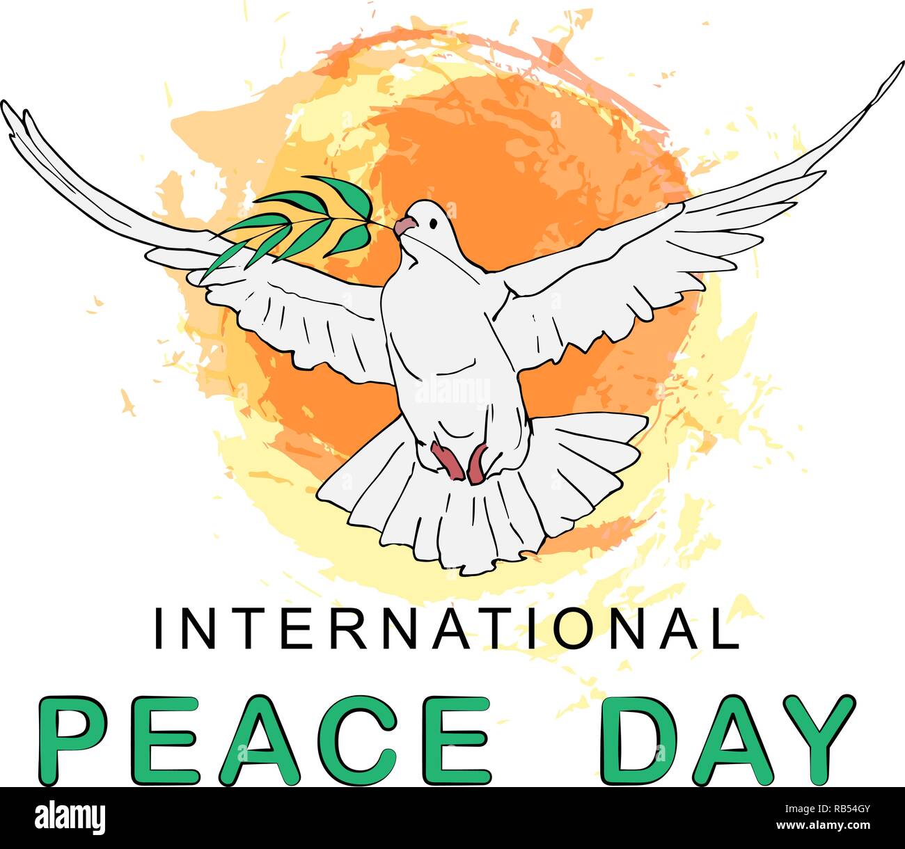 International Day of Peace. Peace dove with olive branch for