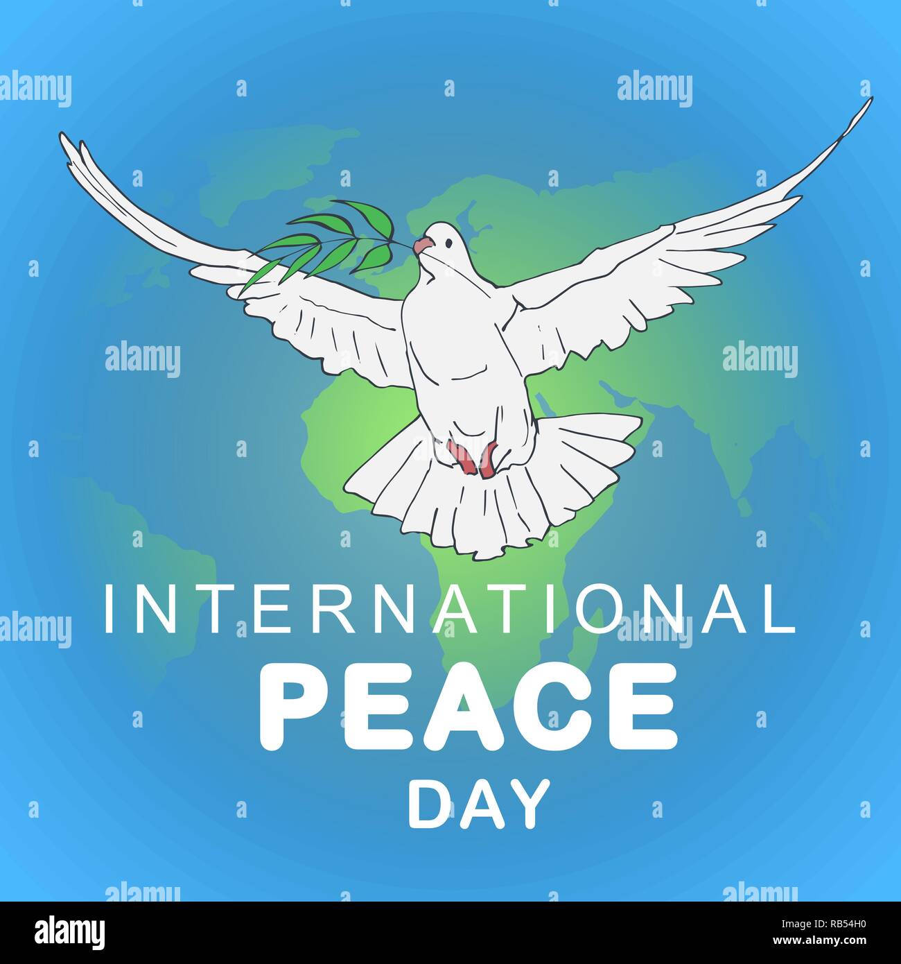 International Day of Peace. Peace dove with olive branch for