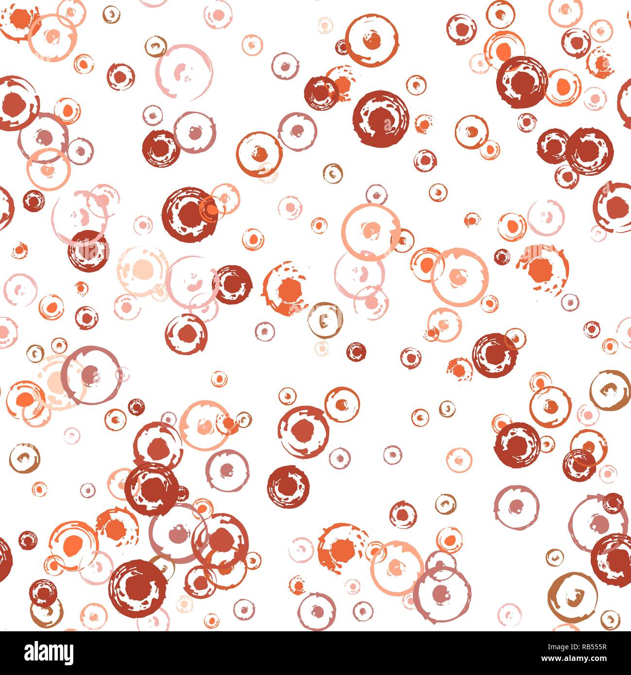 Seamless pattern of round brown and red blots of ink . Vector illustration. Stock Vector