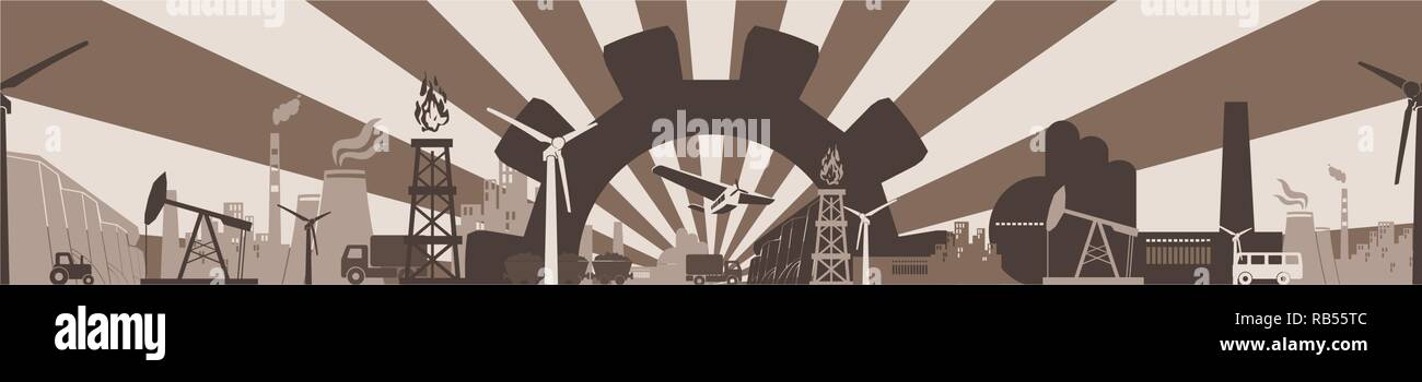 Energy and Power icons set. Header banner Stock Vector