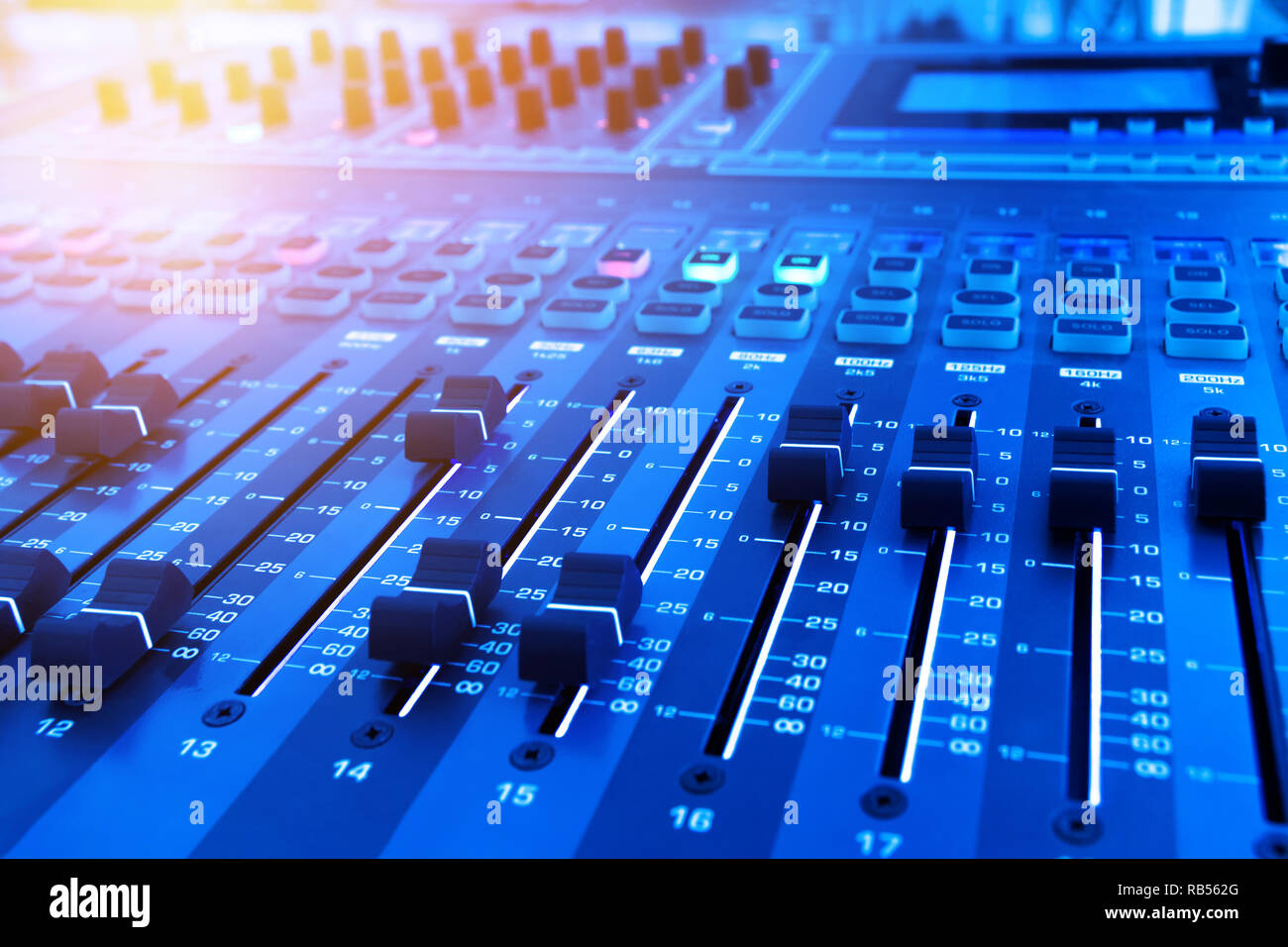 Professional audio studio sound mixer console board panel with