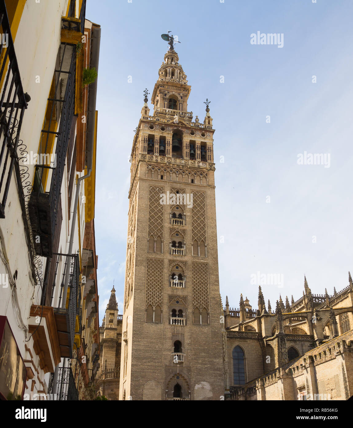 Cathedral, Giralda tower in Sevilla Stock Photo