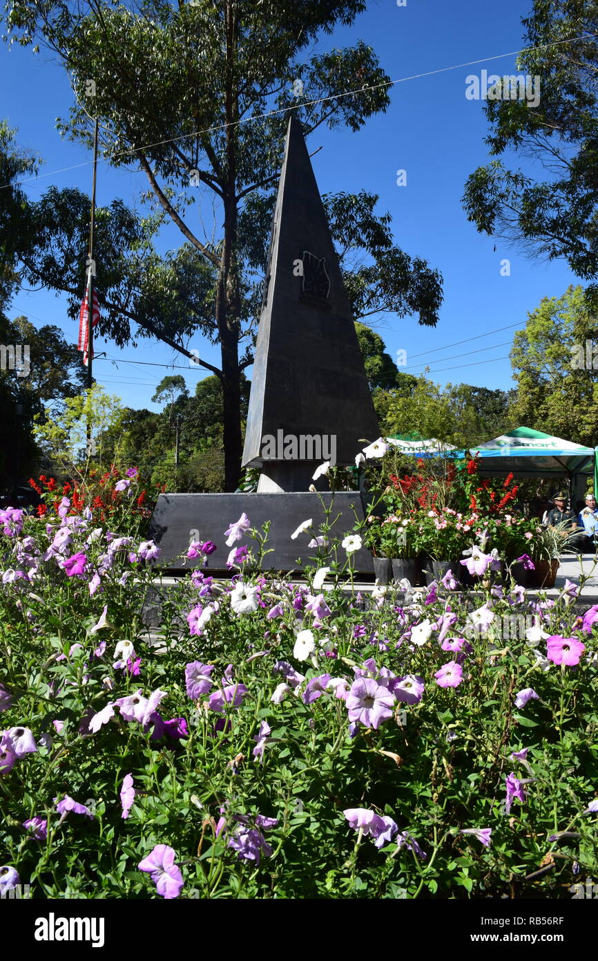 Detail of the inscription on the Veterans Memorial of the 66th Infantry, United States Armed Forces in the Philippines, North Luzon (USA-FIP. NL) Stock Photo