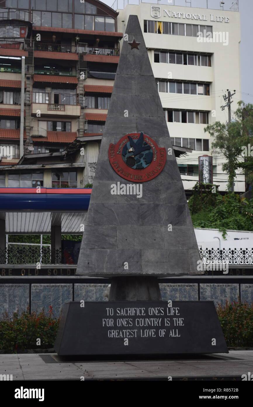 Detail of the inscription on the Veterans Memorial of the 66th Infantry, United States Armed Forces in the Philippines, North Luzon (USA-FIP. NL) Stock Photo